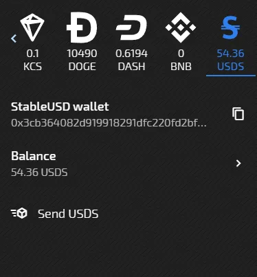 Кошелек USDS в ADAMANT