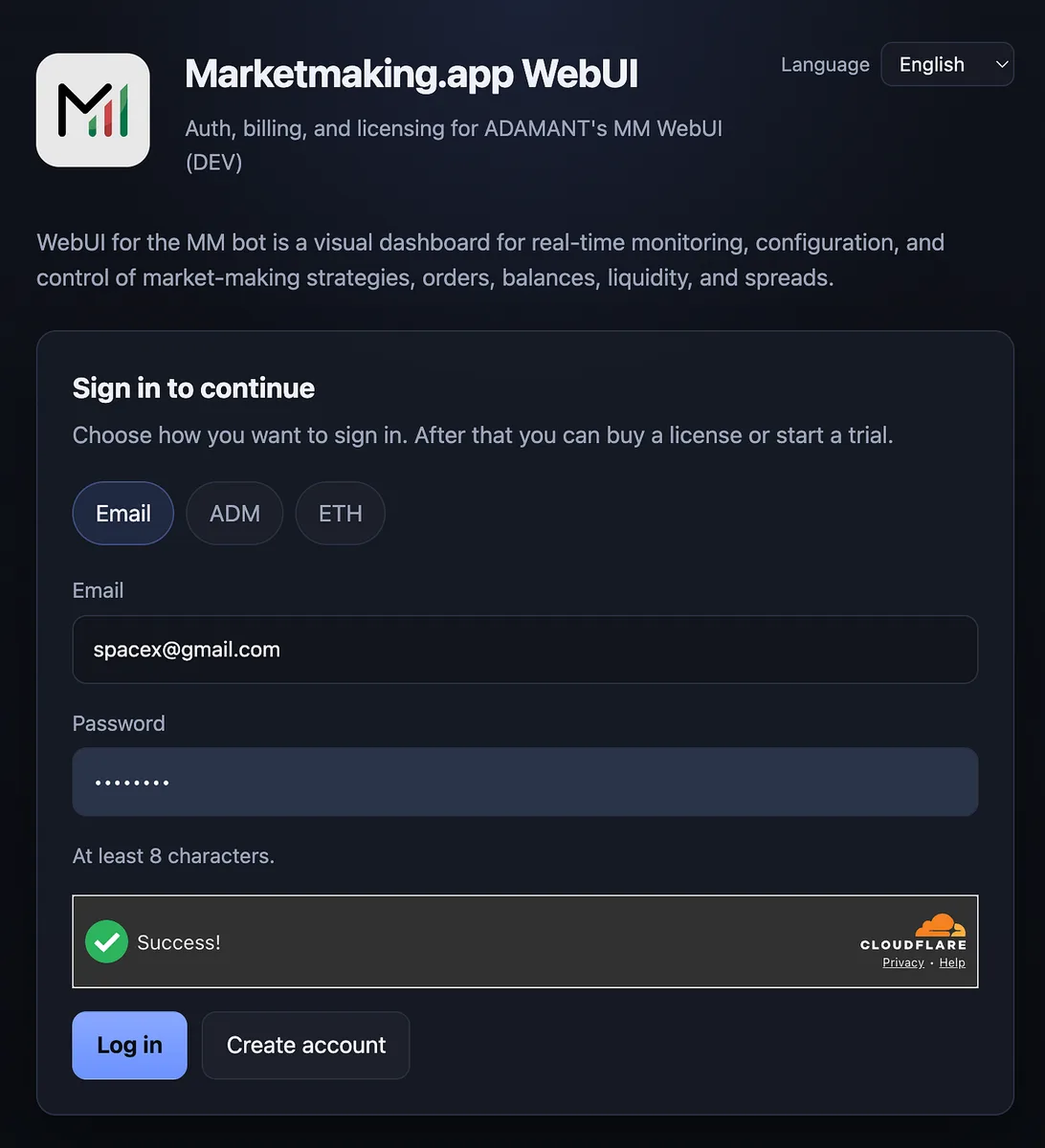 User interface: Sign in options