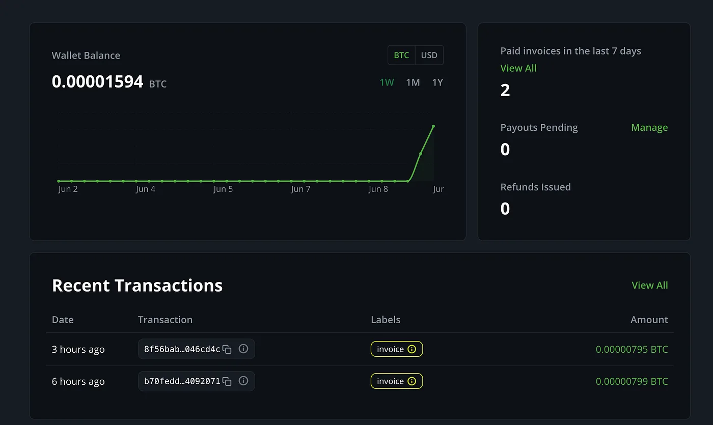 Admin dashboard: BTC payments