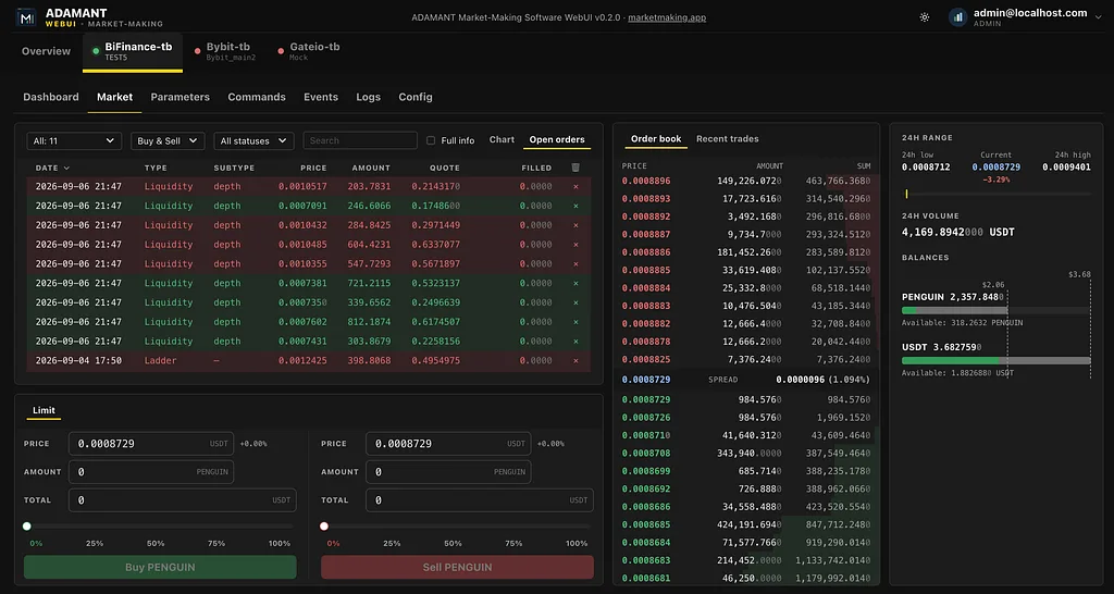 A Clearer Command Surface for Market Making: ADAMANT WebUI Scenario A-3