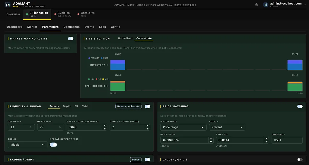 A Clearer Command Surface for Market Making: ADAMANT WebUI Scenario A-3