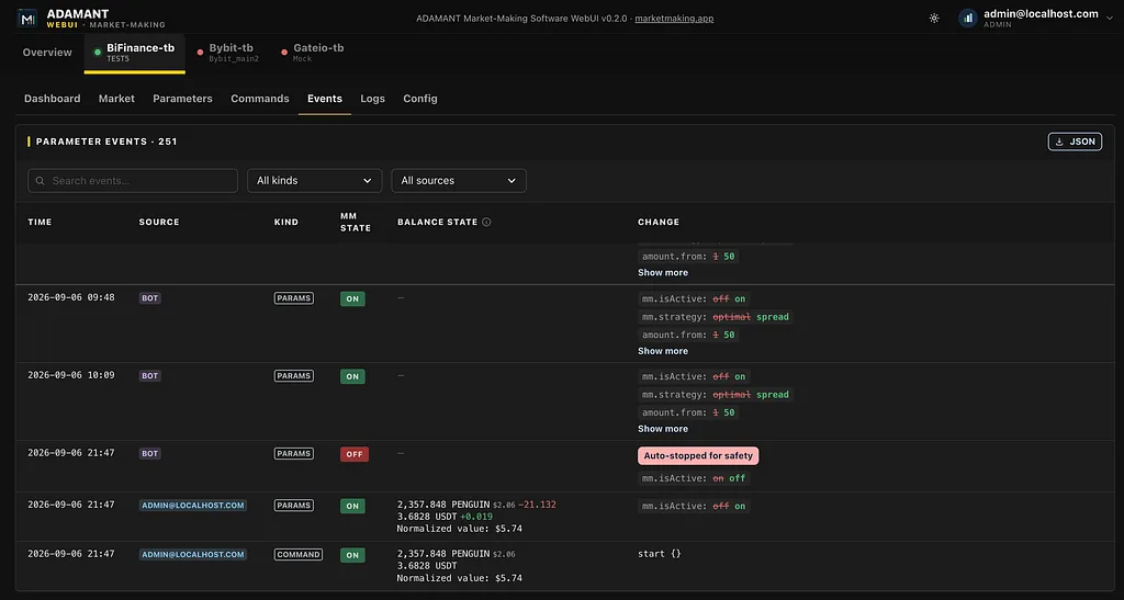 A Clearer Command Surface for Market Making: ADAMANT WebUI Scenario A-3