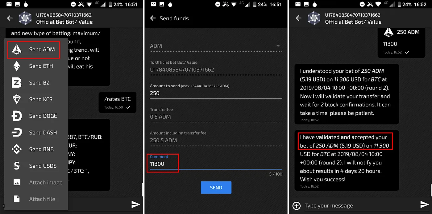 Принятие ставок в блокчейне и выплата вознаграждений в LSK, ETH и ADM