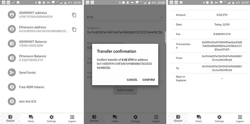 ADAMANT Messenger: Безопасные переводы ETH