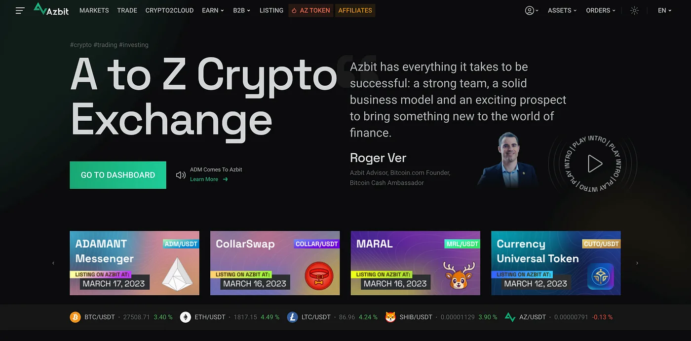 Листинг ADM/USDT на бирже Azbit